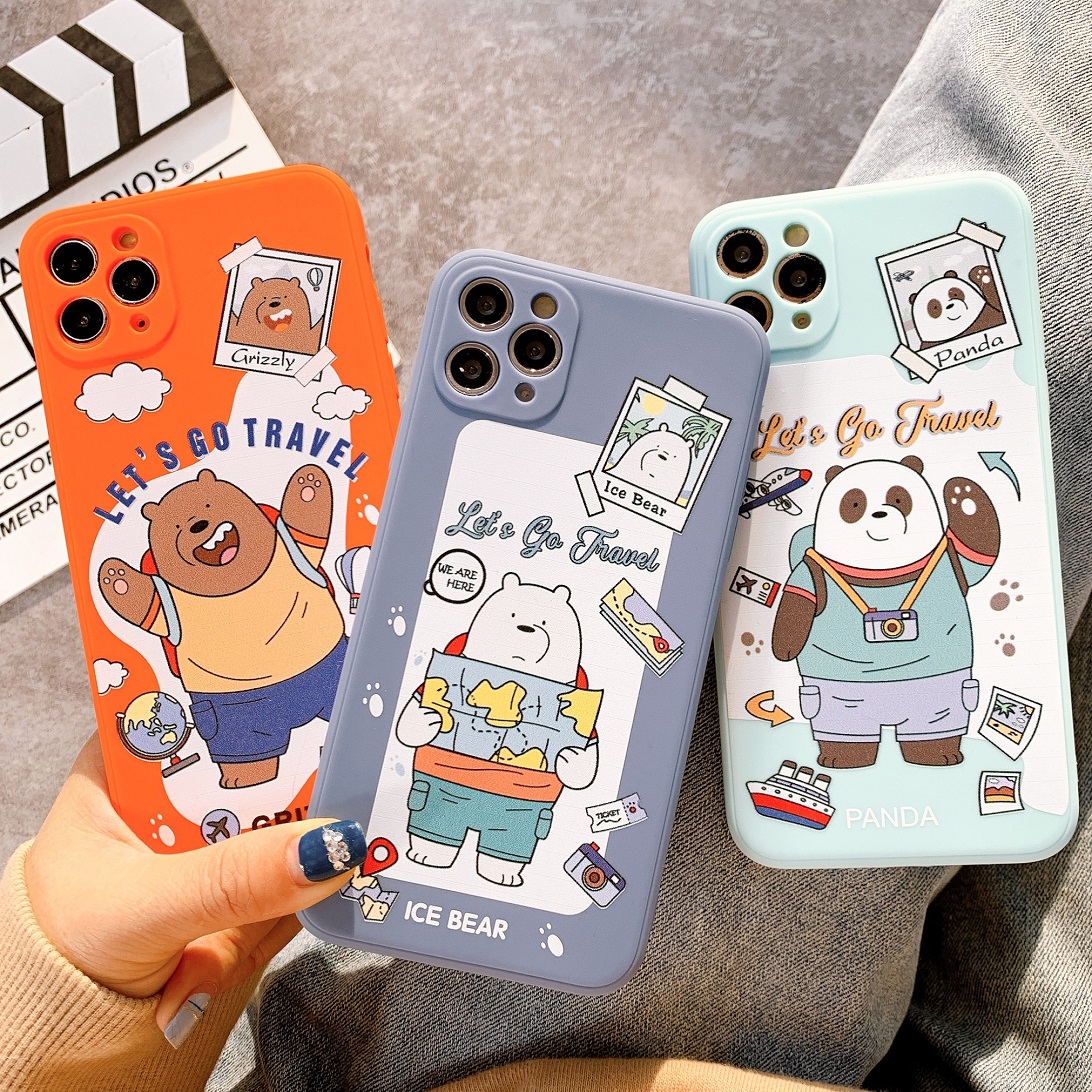 Ốp lưng silicon màu bảo vệ camera three bears