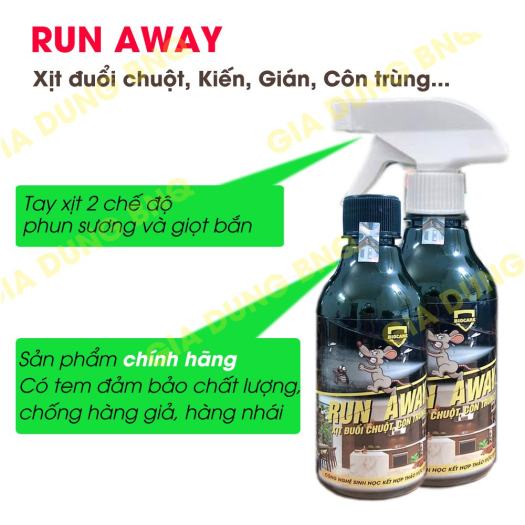 Chai xịt đuổi chuột và côn trùng RUN AWAY hàng chuẩn công ty BioCare
