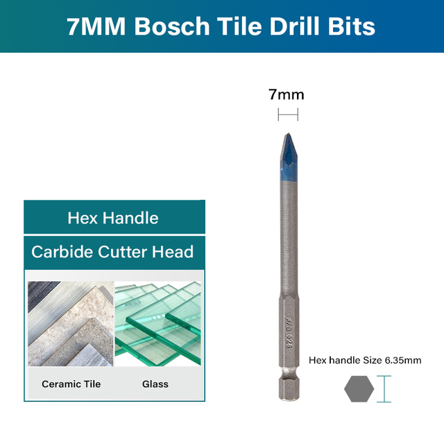 Bosch Mũi Khoan Gạch Men Cứng HEX-9 Mũi Khoan Điện Hợp Kim Siêu Cứng Lỗ 3-12Mm Mũi Khoan Gốm Cứng 90