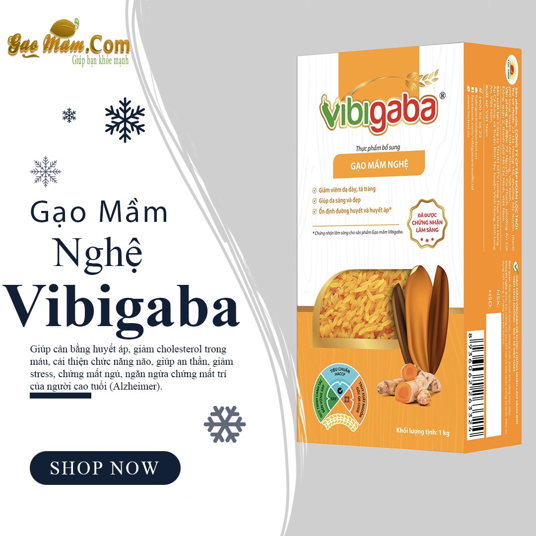 2 hộp gạo mầm vibigaba nghệ cho người viêm loét dạ dày, tá tràng, viêm gan