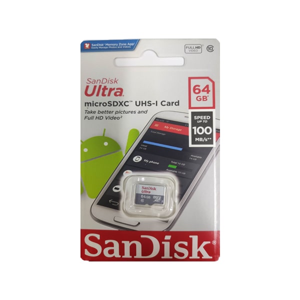 Thẻ nhớ microsdxc sandisk ultra 32gb 64gb 128gb 100mb/s, 256gb 150mb/s