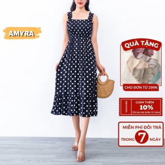 Đầm maxi 2 dây đi biển mùa hè bo ngực AMYRA VA037 - Váy maxi dài đi biển đuôi cá mặc đi chơi đi dạo cho mẹ VA037