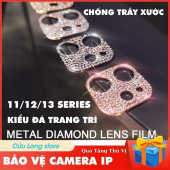 Bảo Vệ Camera iPhone 11 12 13 Pro Max Mini Ốp Camera giống đá kim kương lấp lánh cường lực viền dán khung viền camera iphone kính chống trầy xước CuuLongstore