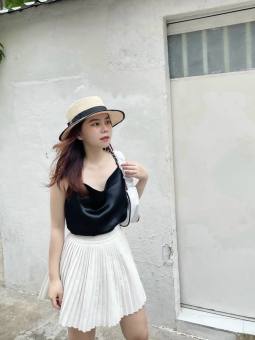 Áo hai dây phi bóng cổ đổ phối xích thời trang TTSA1245