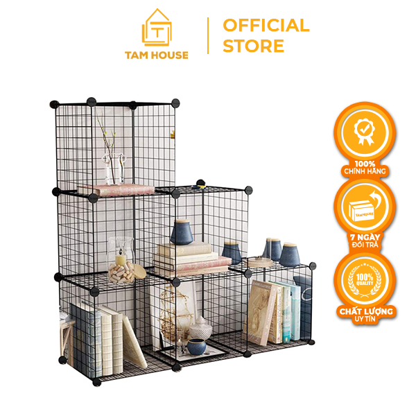 [VOUCHER FREESHIP 50K] Kệ sắt, lưới sắt, kệ, kệ sách  kệ sắt lắp ghép sơn tĩnh điện đa năng lắp ghép thông minh Tâm house 6 Ô