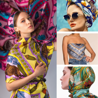 Khăn phụ kiện quấn Làm Áo - Khăn Turban Lụa Vuông Quàng Cổ Nữ Đẹp Cao Cấp Phong Cách Hàn Quốc