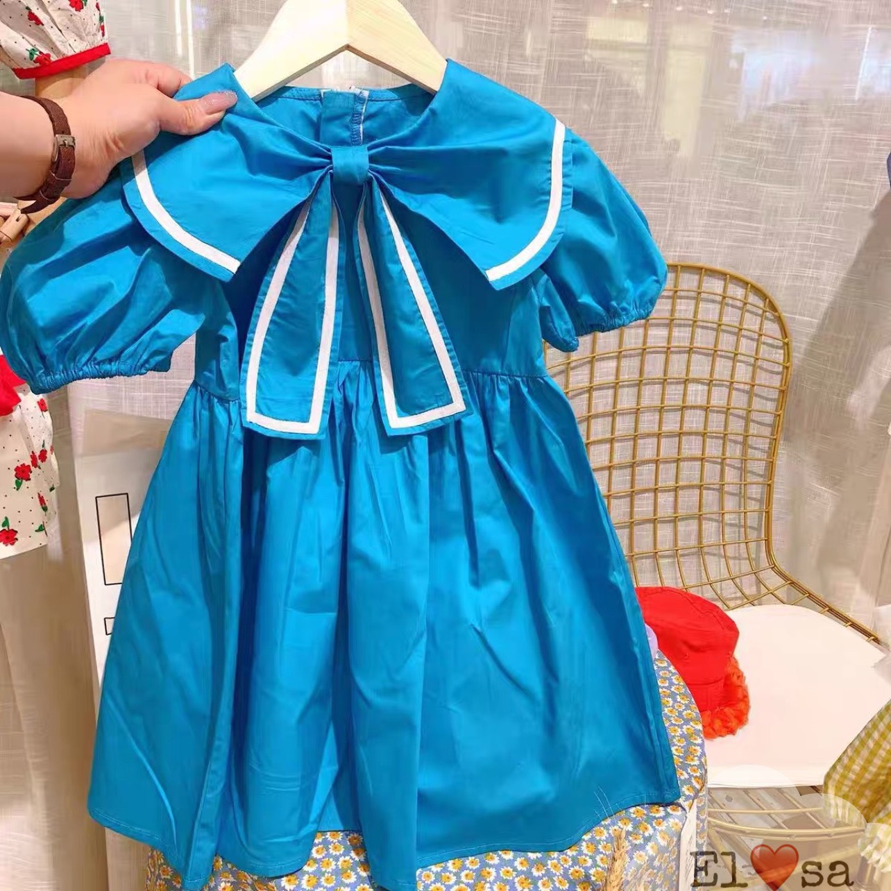 Váy đầm bé gái mùa hè từ 8 đến 30kg, váy chất thô siêu mát nhẹ và thoáng mồ hôi, họa tiết cổ bèo tay bồng phần váy xếp li bồng bềnh chuẩn nàng thơ