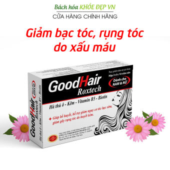 Good Hair Roxtech từ cao hà thủ ô, kẽm, biotin, vitamin B5 giảm bạc tóc, gãy rụng tóc - 30 viên