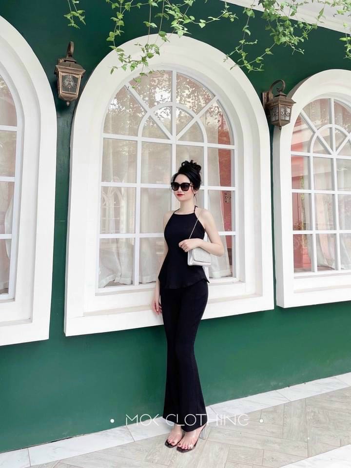 Set bộ áo hở lưng kèm quần ống loe sịn sò sang chảnh  ^%$^ctr
