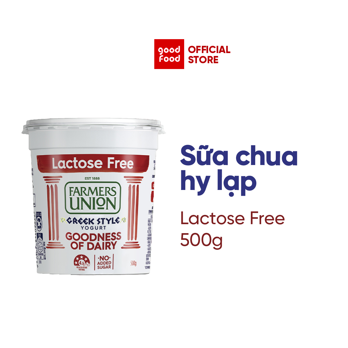 Sữa chua hy lạp tách đường lactose Farmers Union greek style lactose free yogurt hũ 500g đẹp da tốt cho sức khỏe