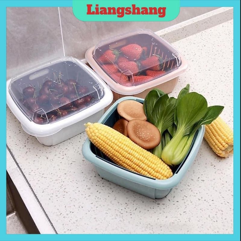 Rổ nhựa kèm chậu 2 trong 1 có nắp đậy/rổ nhựa kèm thau