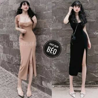 Đầm Body Cổ Vuông Tay Ngắn Xẻ Đùi Chất Thun Gân Thích Hợp Mặc Đi Tiệc Đi Làm Đi Chơi Phù Hợp Với Mọi Phong Cách