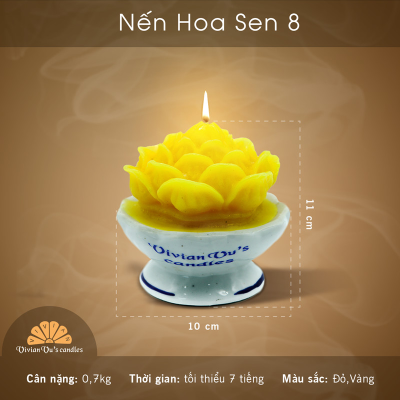 Nến đôi hoa sen 8 có đế vivian vivian vu's size 8cm - nến nghệ thuật - nến đi lễ - nến trang trí decor