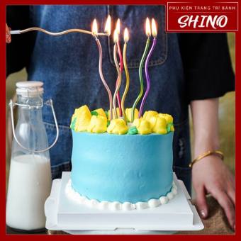 Nến sinh nhật nhũ xoắn dài gợn sóng (Vỉ)