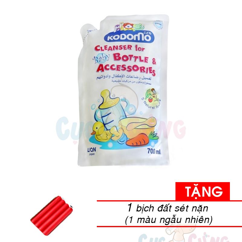  Nước rửa bình sữa Kodomo 700ml - dạng gói Tặng 1 miếng đất sáp màu ngẫu nhiên - nuoc rua binh sua 