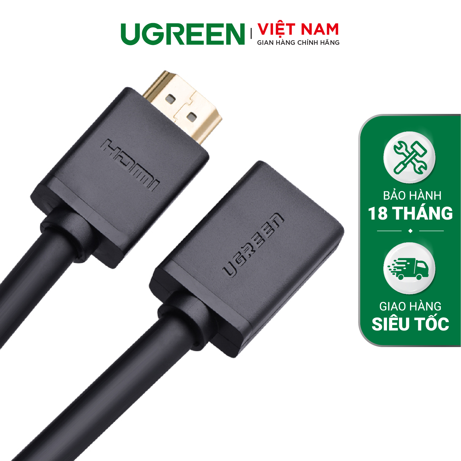 Dây nối dài hdmi 1.4 thuần đồng 19+1 dài 0.5-2m ugreen hd107 - hàng phân phối chính hãng - bảo hành 18 tháng