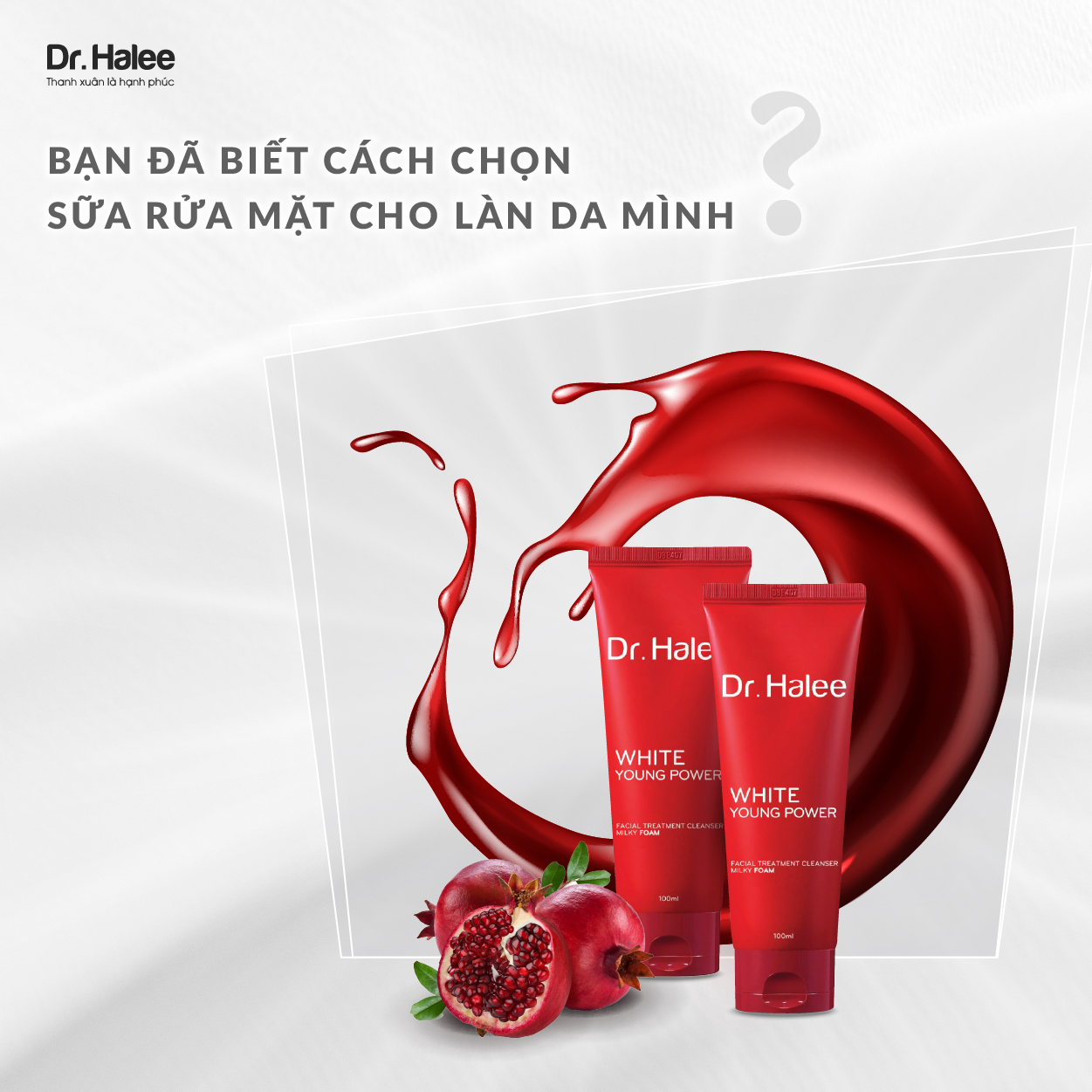 Combo sữa rửa mặt tẩy tế bào chết lựu dr.halle