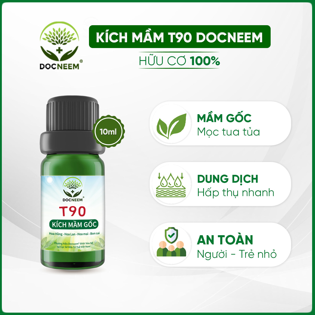 T90 Docneem - Kích mầm gốc chuyên biệt cho hoa hồng, hoa lan, hoa mai, cây cảnh, bonsai, bôi ở đâu bật mầm ở đó