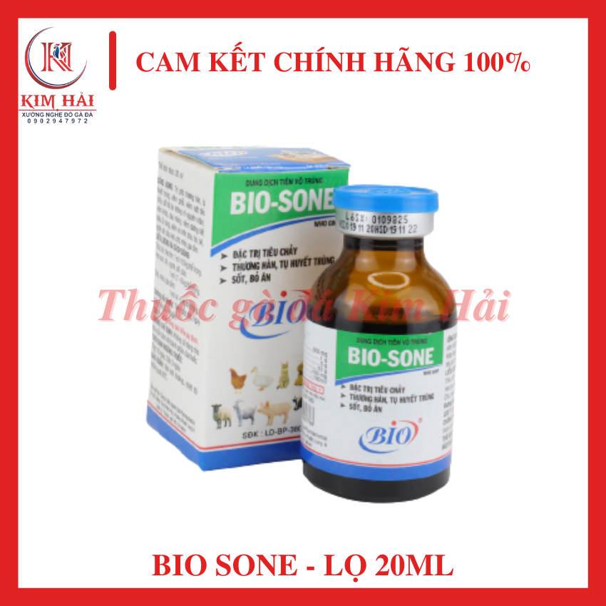 thuốc thú y-Sone [lọ 20ml] của Bio-[dạng chích]-Thương hàn,tiêu chảy,tụ huyết trùng,nóng sốt,bỏ ăn cho gà hiệu quả.(tặng kèm kim tiêm)