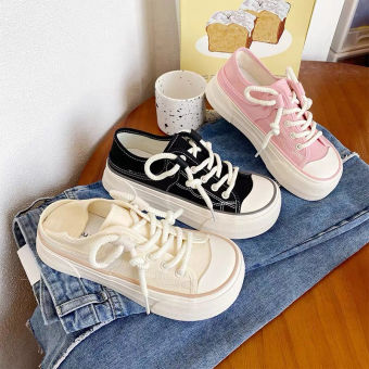Giày thể thao nữ TAW độn đế 5cm mẫu mới chất liệu vải canvas siêu đẹp phong cách thời trang hàn quốc giày sneaker nữ đi học đế cao giày bata nữ giá rẻ