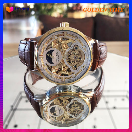 Đồng hồ nam TEVISE T820 automatic, Dây da cao cấp, Full hộp, chống nước, chống xước, Thẻ bảo hành 3 năm