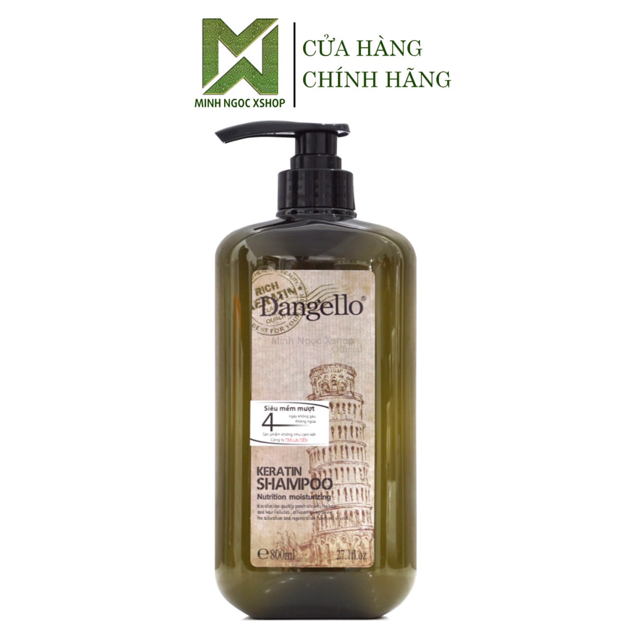 Dầu gội siêu mượt Dangello Keratin 800ml, phục hồi siêu mượt chuẩn salon tại nhà