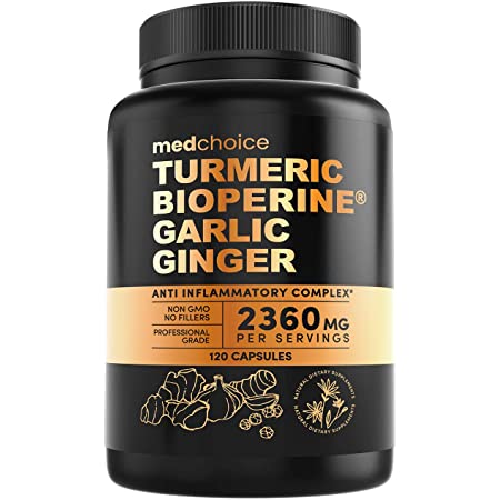 Medchoice Turmeric Black Pepper Garlic Ginger 2360mg - Viên uống nghệ tiêu đen gừng và tỏi chống viêm, hỗ trợ xương khớp và sức khỏe tim mạch 120 viên