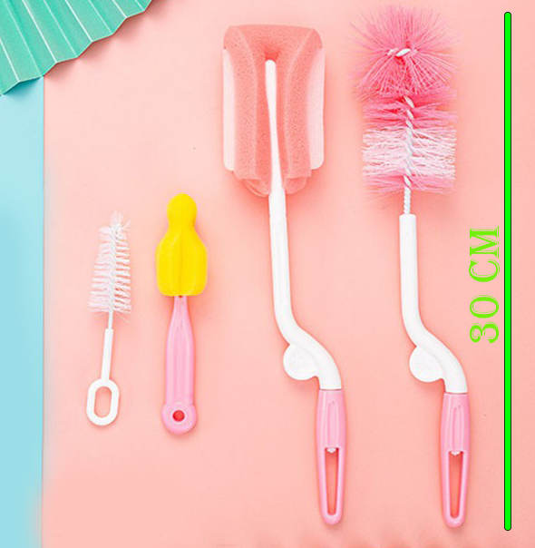 Bộ 4 dụng cụ rửa bình sữa cho bé, dụng cụ vệ sinh bình sữa baby, cọ rửa bình