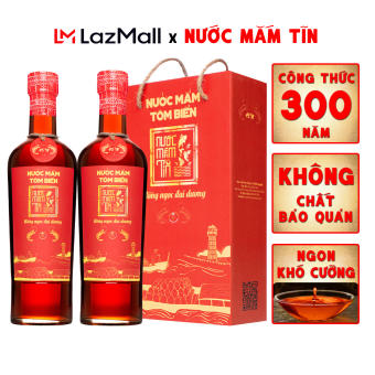 Hộp 2 Chai Nước Mắm Tĩn Tôm Biển Hồng Ngọc Đại Dương 500ml, Công Thức 300 Năm - FREESHIP