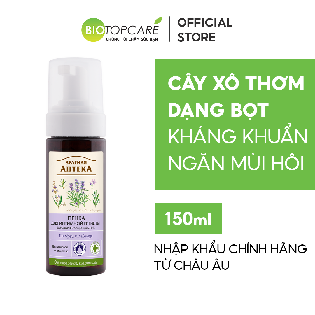 Dung dịch vệ sinh phụ nữ dạng bọt kháng viêm Zelenaya Apteka Cây xô thơm và Lavender 150ml