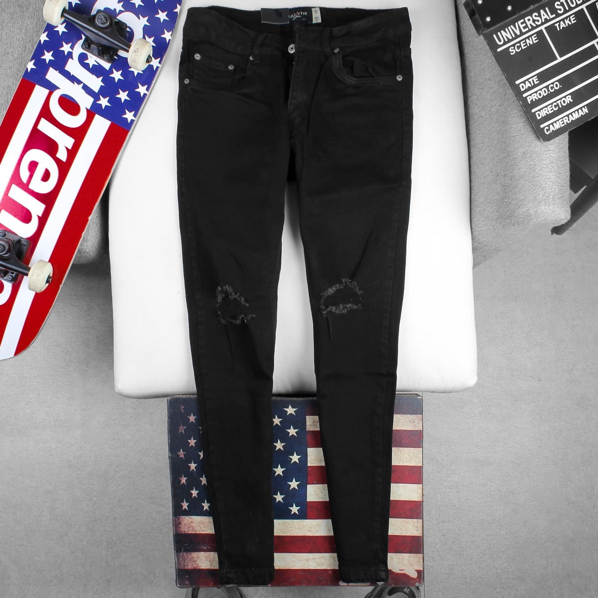 Quần Jean Nam TMJ 01R R3 ĐEN RÁCH NAM Phong Cách Thời Trang (Có Size Đại) - Màu Như Hình