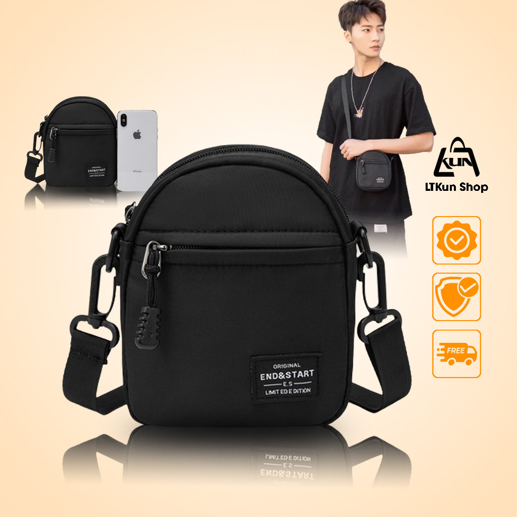 Túi đeo chéo mini nam cao cấp đi chơi 13x6x16cm, túi chéo nam thể thao đựng điện thoại hàng hiệu, túi vải đeo chéo mini chất liệu nylon chống nước cao cấp cho nam đựng phụ kiện đi chơi- LTKun