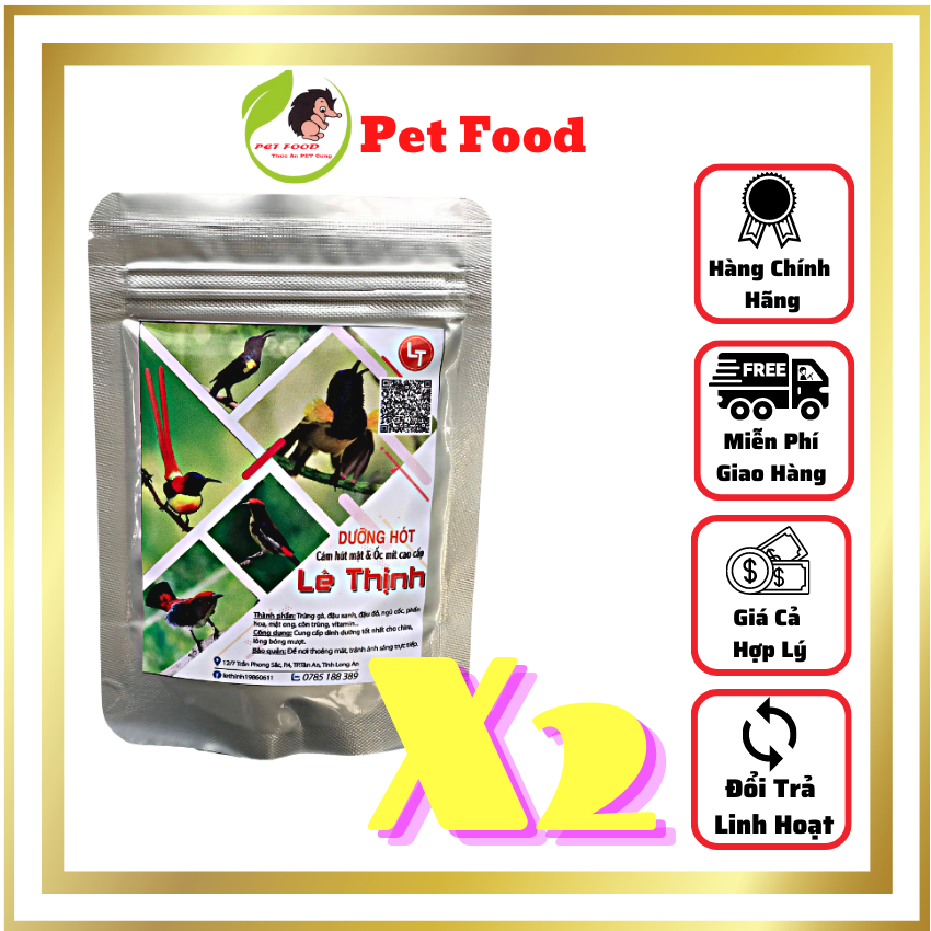 Combo 2 gói Cám chim hút mật Lê Thịnh, cám Dưỡng, lông bóng mượt, siêng hót, bổ sung đầy đủ dưỡng chất. Pet Food Shop