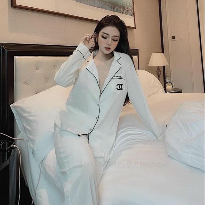 Bộ đồ ngủ nữ hàn quốc cao cấp, chất liệu latin, pijama nữ mặc nhà