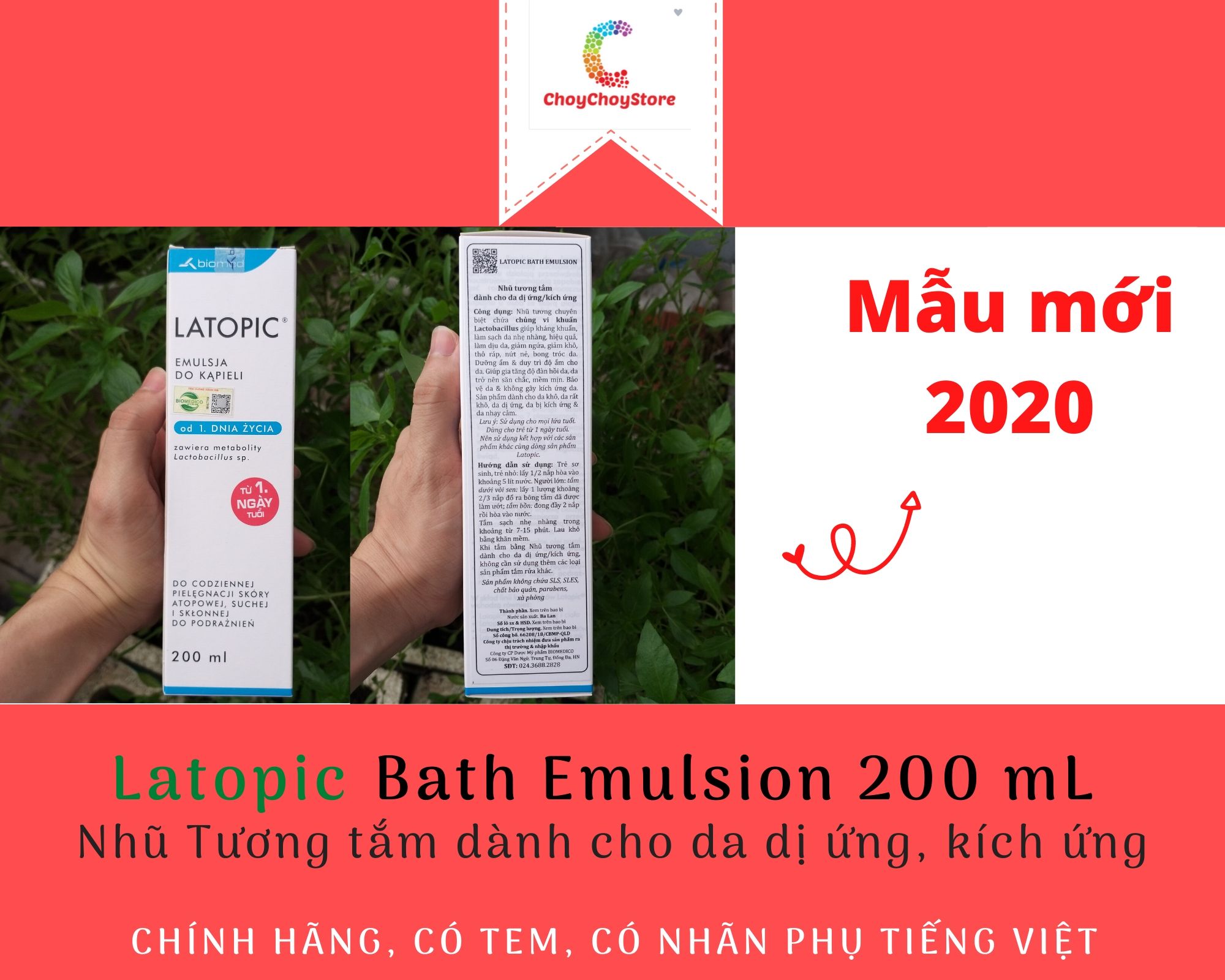 [TEM CTY] LATOPIC Bath Emulsion 200 mL - Nhũ Tương tắm dành cho da dị ứng/kích ứng