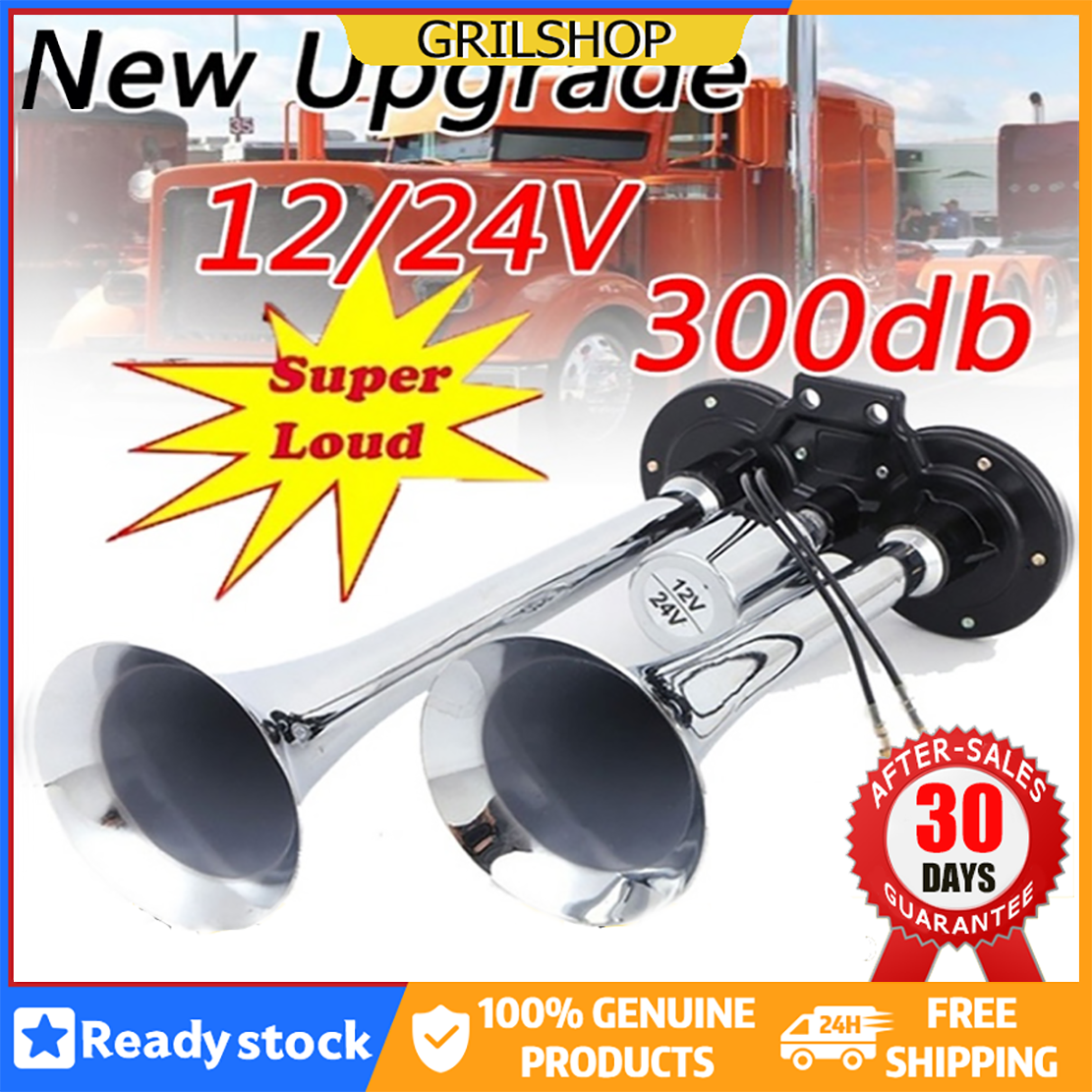 2 chiếc còi hơi điện 30w 300db còi điện 12v lớn 12v còi hơi xe hơi đáy phẳng siêu to còi đôi mạ crôm mạ kẽm còi hơi xe tải xe tải rv 24v 12v còi điện, còi gió điện 12v, còi xe hơi