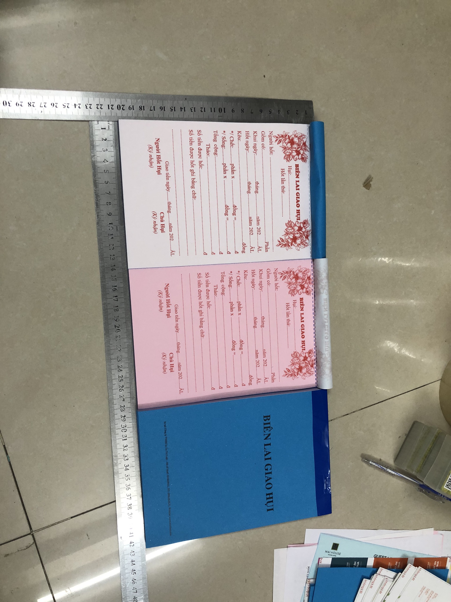 Biên lai giao hụi 2 liên a5