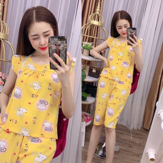 SET LỤA LỬNG HỌA TIẾT MÈO DỄ THƯƠNG (ẢNH THẬT) GIAO HÌNH THÚ NGẪU NHIÊN,  CÓ SZ 40-75KG - LUA05