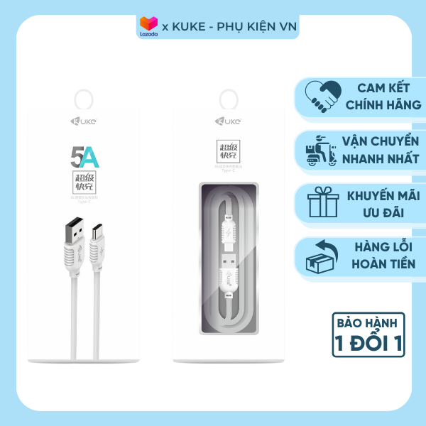 Cáp sạc 5a cáp sạc kuke r3 lightning , r5 micro , r6 typec sạc nhanh, cáp sạc bọc dù bền đẹp