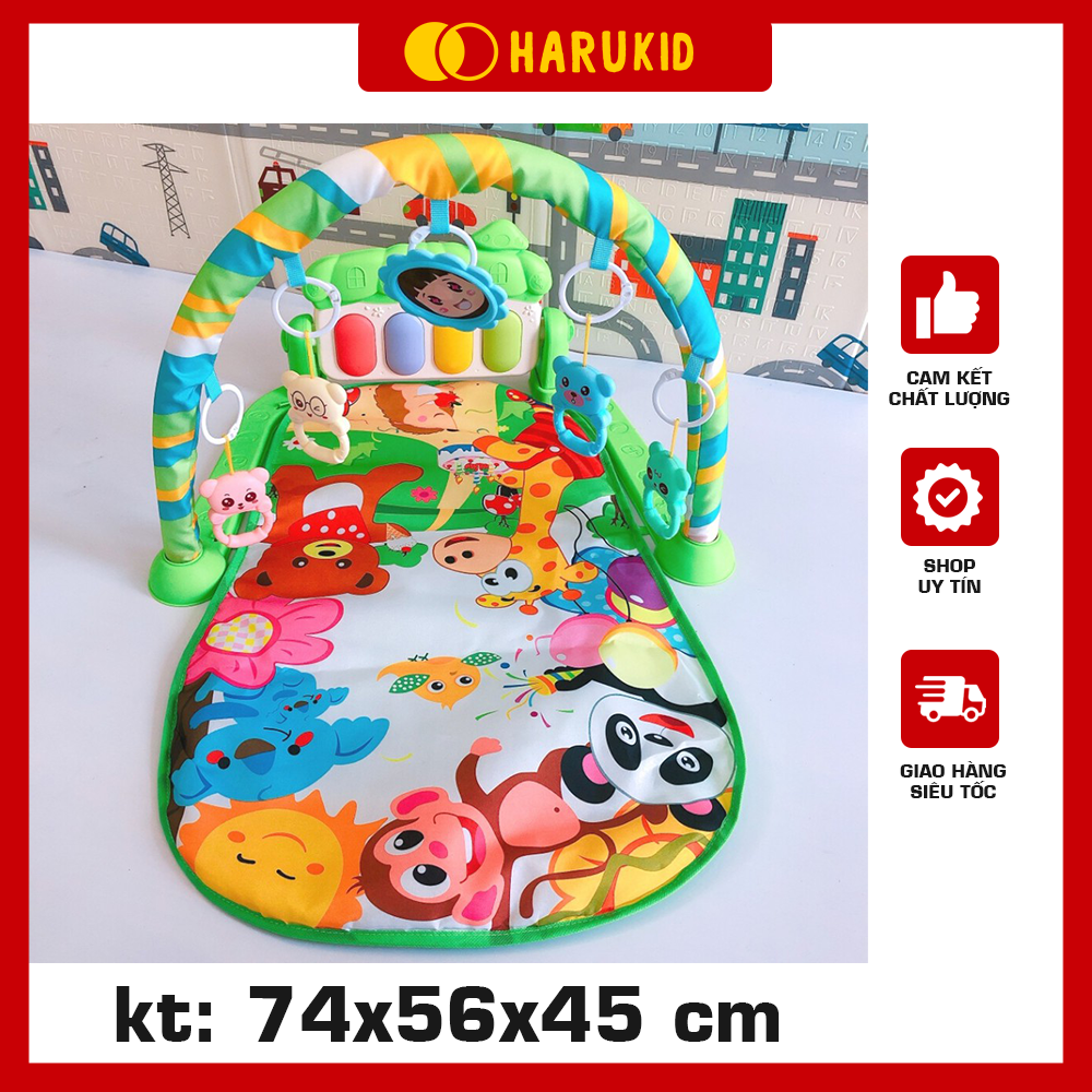 Thảm nhạc piano cho bé nằm chơi họa tiết hình khỉ Harukid -HR1203