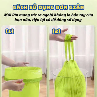 Cuộn 50 Túi Đựng Rác ngải cứu Đa Năng, Có Dây Buộc Loại Dày Dai Chắc, Chống Rò Rỉ Nước