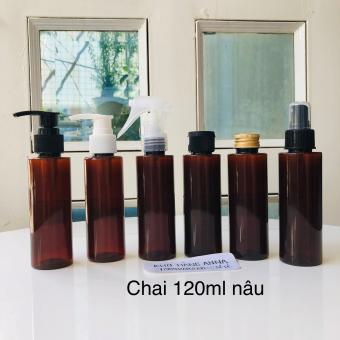 10 Vỏ chai nhựa Nâu 100ml/ 120ml chiết mỹ phẩm- 10 vỏ chai nhựa xịt sương / xịt nhỏ giọt / xịt giọt / nắp nhấn / nắp bật / nắp nhôm ... Chai chiết mỹ phẩm , đựng mỹ phẩm