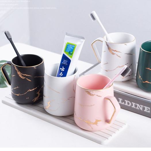 Cốc Đánh Răng Gốm Sứ ,Bộ Cốc Đựng Bàn Chải Đánh Răng Bằng Sứ Vân Đá