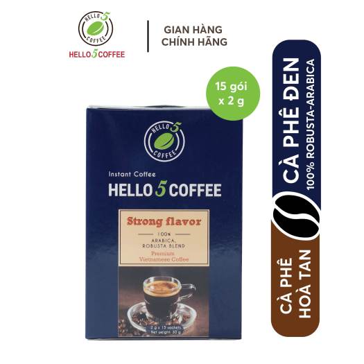 Cà Phê Hòa Tan Đen Nguyên Chất Hello 5 Coffee - Hộp 15 gói x 2g - Cà phê |  SieuThi.Extra.vn