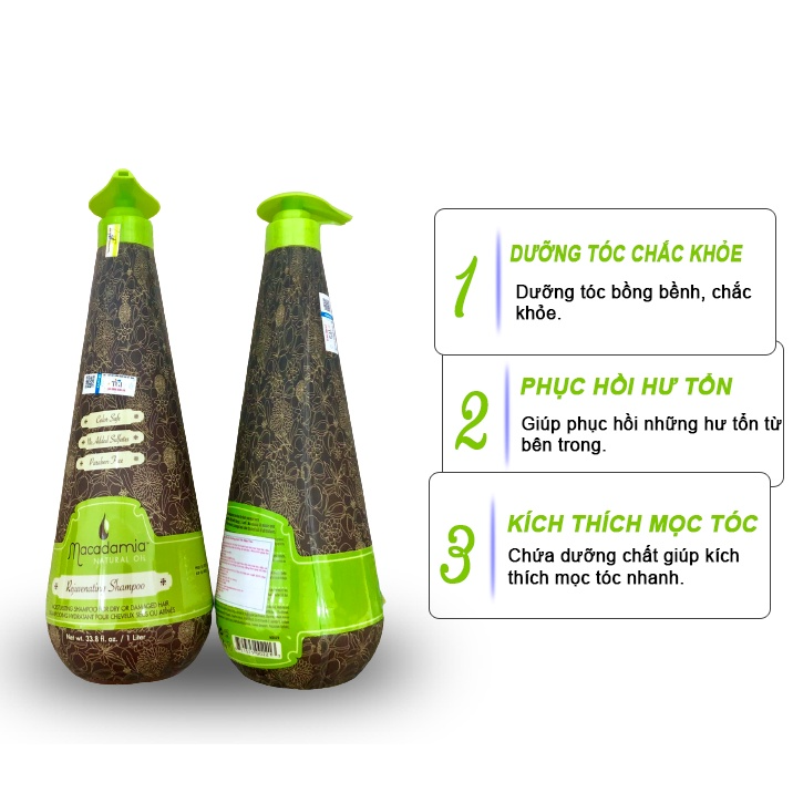 Cặp dầu gội xả macadamia trẻ hóa tóc siêu mượt 1000ml x2 chính hãng lamyra