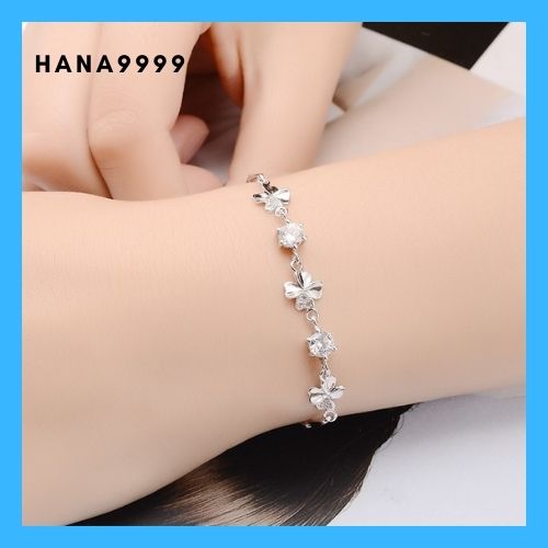[HCM]Lắc tay nữ bạc 925 biểu tượng cỏ 4 lá may mắn trang sức dự tiệc cao cấp