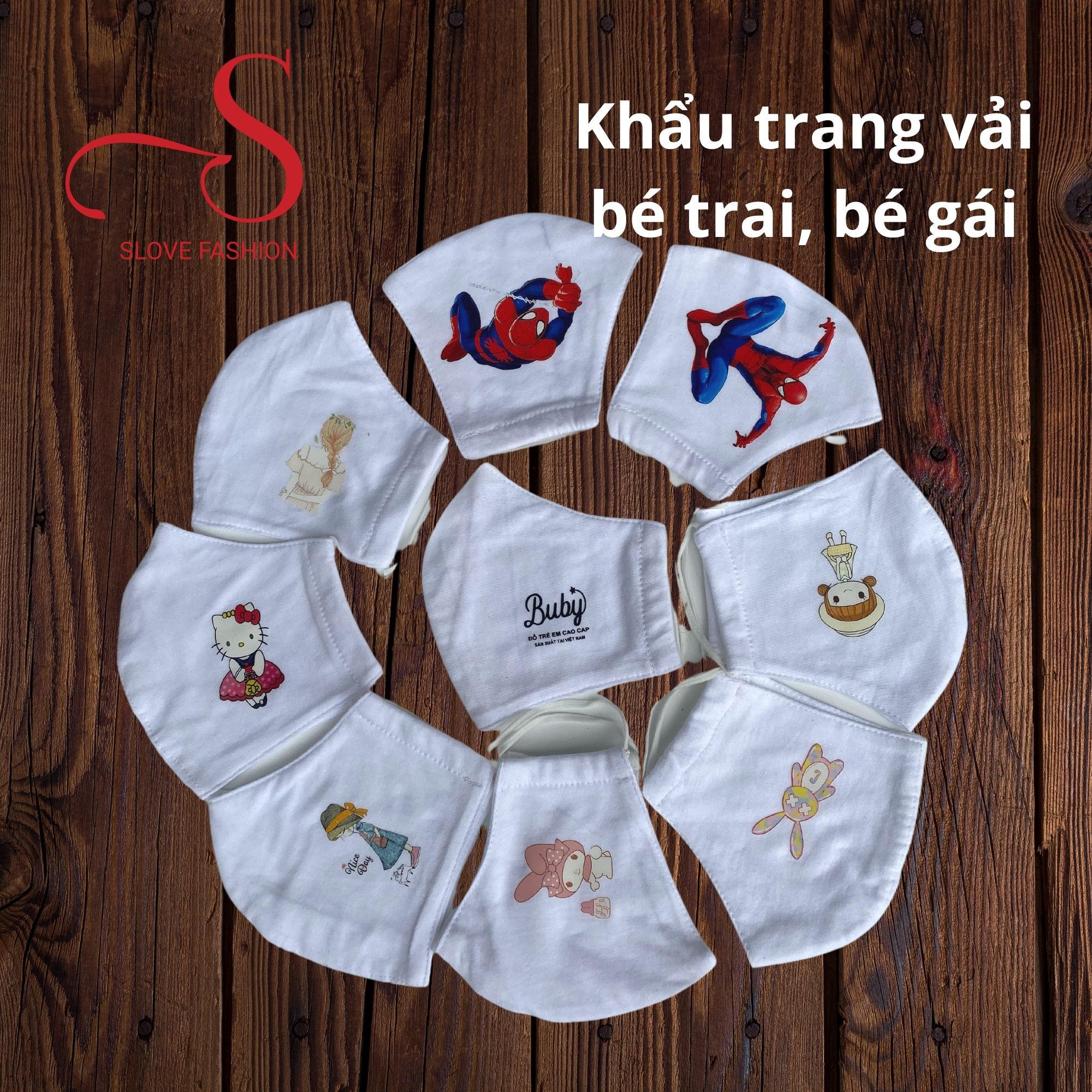 Khẩu trang trẻ em, Khẩu trang bé trai bé gái SLOVE.  Khẩu trang COTTON 100% 2 lớp kháng khuẩn, thoáng khí đem lại cảm giác dễ chịu cho bé. Dây chun được làm từ sợi bông dệt  co giãn nhẹ nhàng không làm đau tai bé. 1 2 3 4 5 6 7 8 tuổi