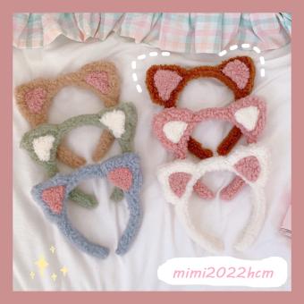 Băng Đô Cài Tóc Bờm Tai Mèo Nhiều Màu Dễ Thương