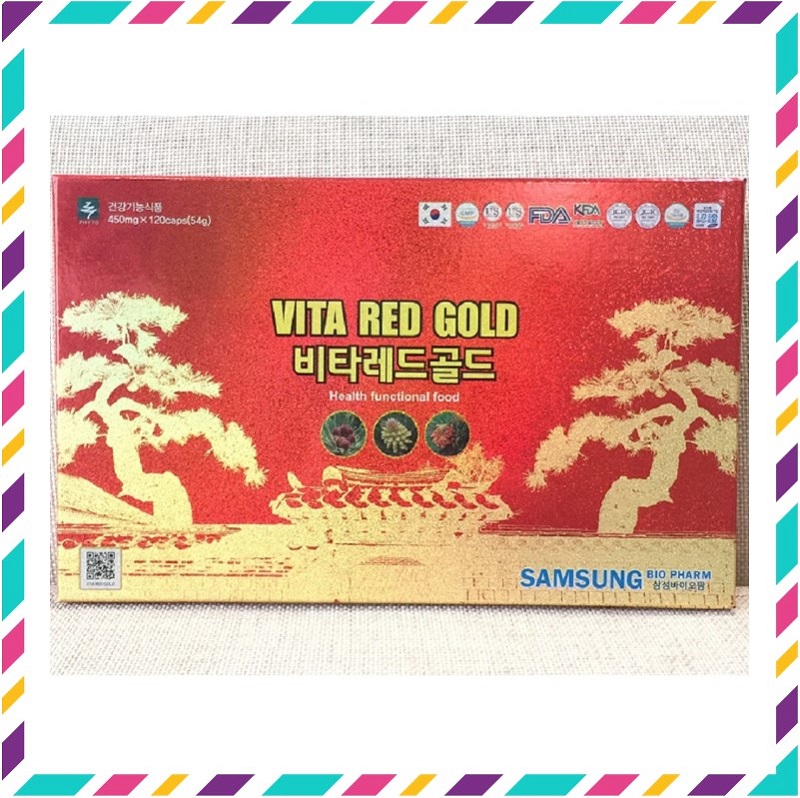 Tinh dầu thông đỏ samsung vita red gold hàn quốc, hộp 120 viên, giúp sạch mỡ máu, thải độc, ngừa ung thư