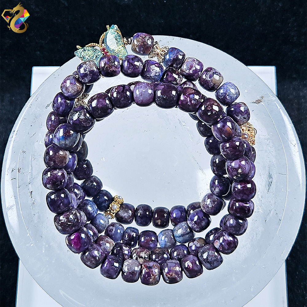 thumbnail image 2 of Natural 4-12mm Purple Sugilite Round Beaded Bracelet From South Africa, 7.5 Inch, AAA Grade Charm Spacer 2 of 5